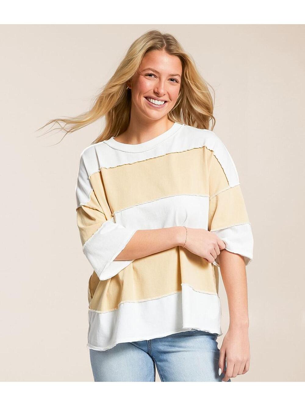 Nwot Free people Maddie oversized tee small ivory combo
